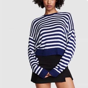 PINK Victoria's Secret Navy and White Striped Sweater